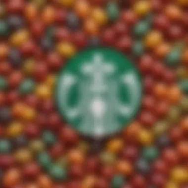 Close-up of colorful jelly beans with Starbucks branding