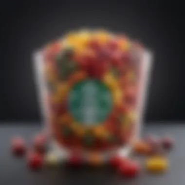 A creative arrangement of various jelly bean flavors inspired by Starbucks beverages