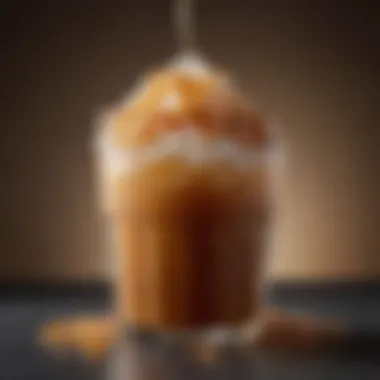 Close-up of the Shaken Brown Sugar drink with ice and caramel