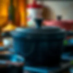 A classic cast iron stove Dutch oven showcasing its timeless design