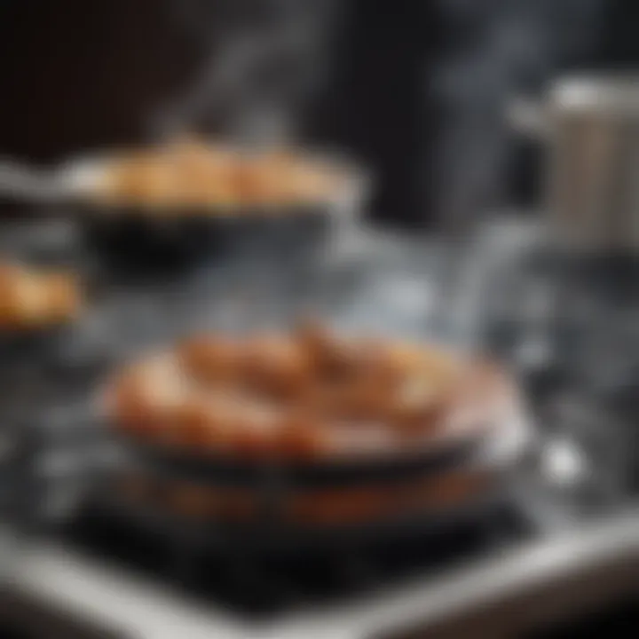 Detailed view of stovetop smoking techniques in action