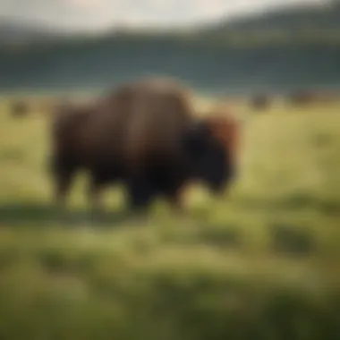 A rustic farm setting showcasing bison in a sustainable habitat