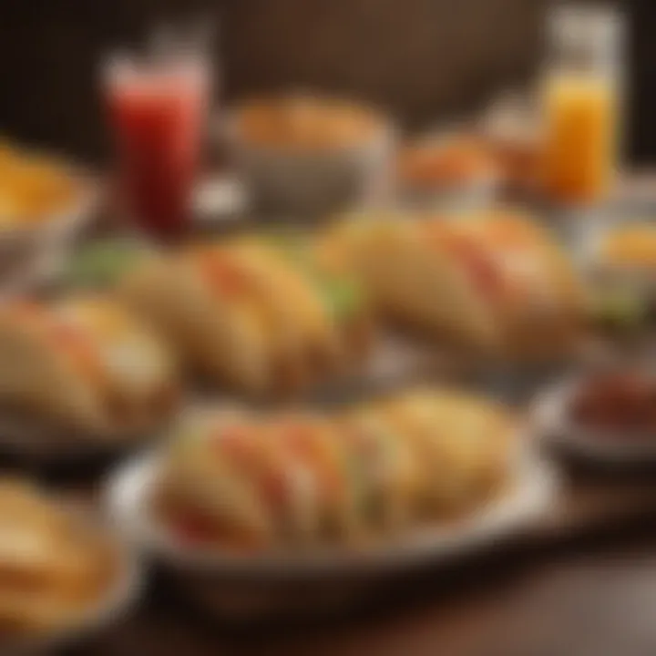 A vibrant spread of Taco Bell breakfast items showcasing bold flavors.