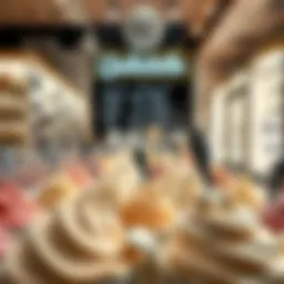 An elegant display of artisan gelato flavors in a gelateria