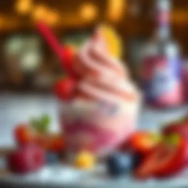Gourmet Gelato Presentation A vibrant scoop of gelato adorned with fresh fruits and toppings