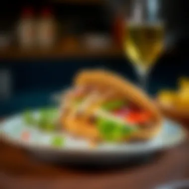 A vibrant plate showcasing a completed gyro on pita