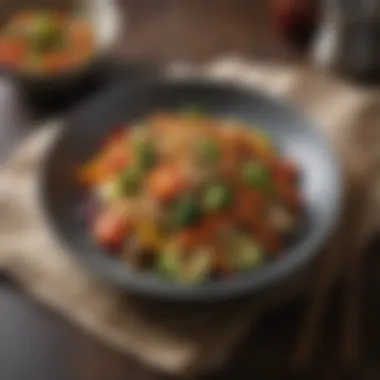 Artfully Plated Veggie Stir-Fry A beautifully plated veggie stir-fry ready to be enjoyed