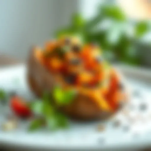 Deliciously baked sweet potato topped with a medley of herbs and spices