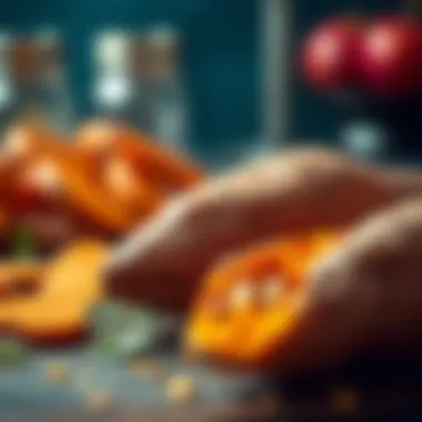 Nutritional Benefits of Sweet Potatoes Close-up of the nutritional profile showcasing vitamins and minerals of sweet potatoes
