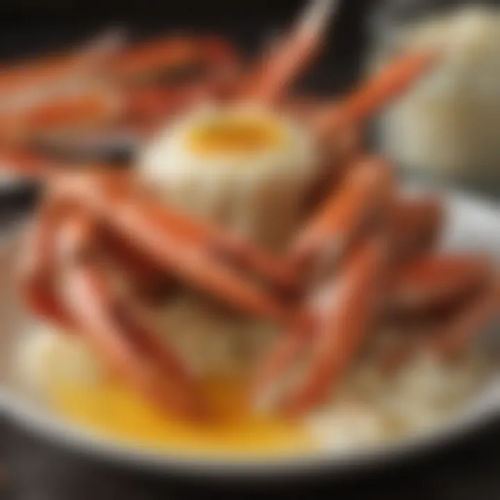 Deliciously boiled crab legs with butter sauce