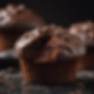 Sliced double chocolate muffin revealing the moist and fluffy interior