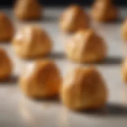 A close-up of golden brown fortune cookies with delicate curves