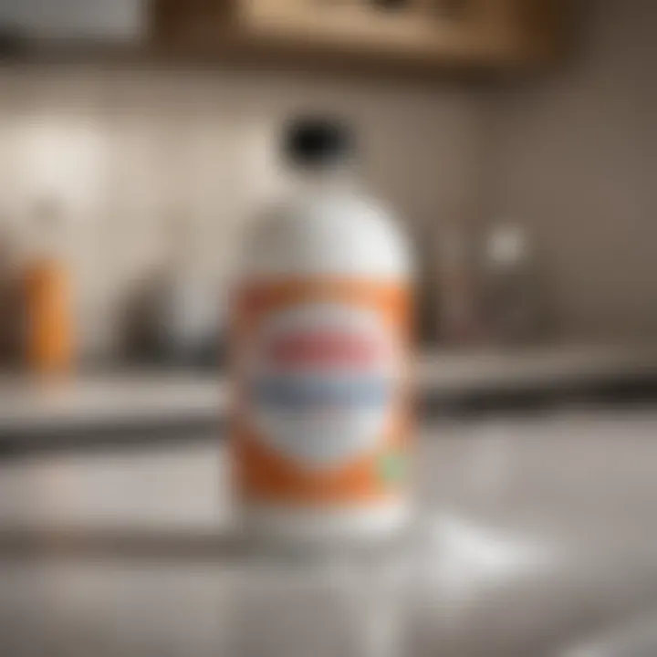 A container filled with baking soda on a kitchen countertop