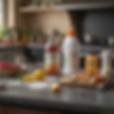 An array of natural cleaning ingredients alongside baking soda on a table