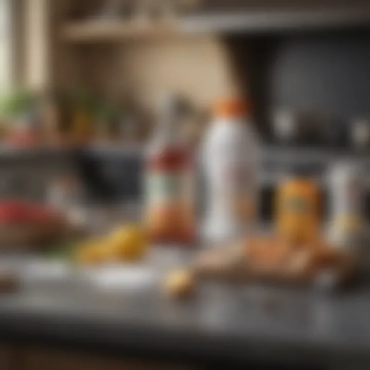 An array of natural cleaning ingredients alongside baking soda on a table