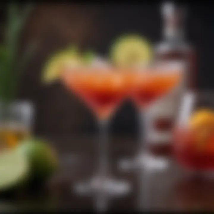 An elegant display of cocktails inspired by famous personalities.