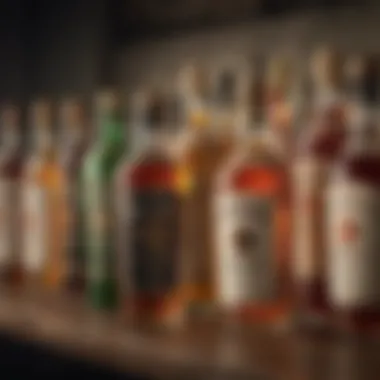 A collection of celebrity-endorsed liquor bottles showcasing unique branding.