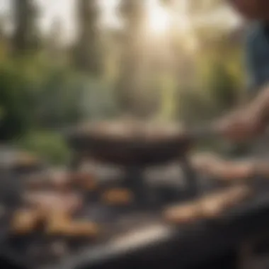 Essential tools for maintaining a gas grill, including brushes and scrapers.