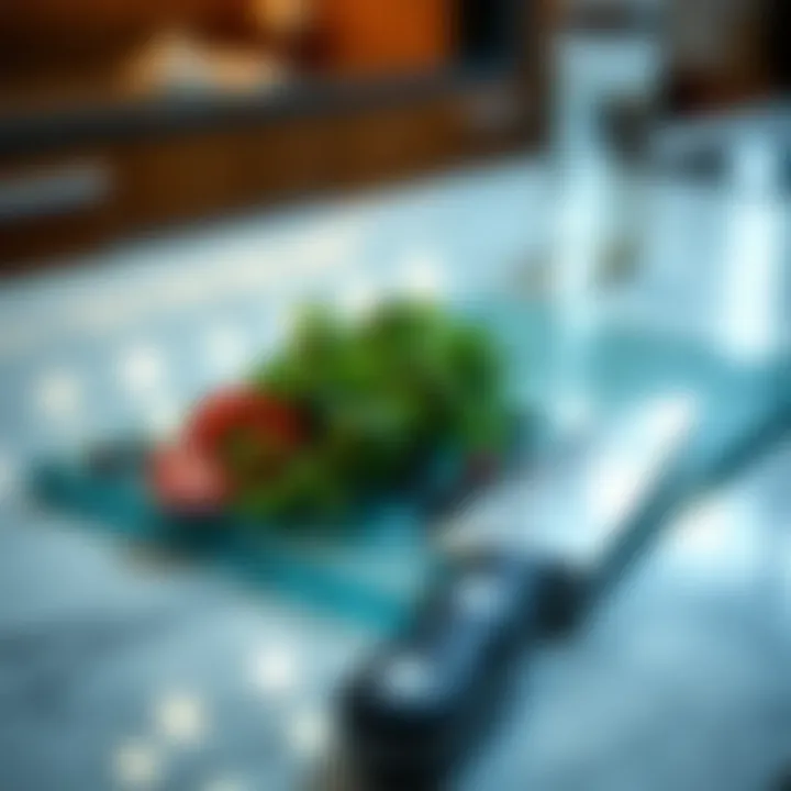 Elegant Glass Cutting Boards A striking glass cutting board illustrating its elegant design and safety aspects.
