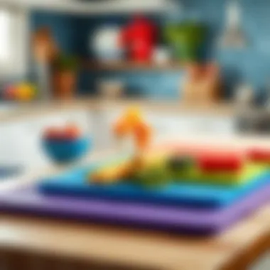 Vibrant and Functional Plastic Cutting Boards A modern plastic cutting board with vibrant colors and easy-to-clean features.