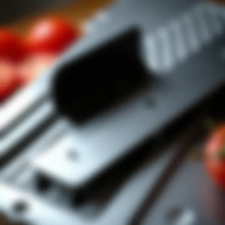 Precision Mandoline Blades Close-up of mandoline blades showcasing their sharpness