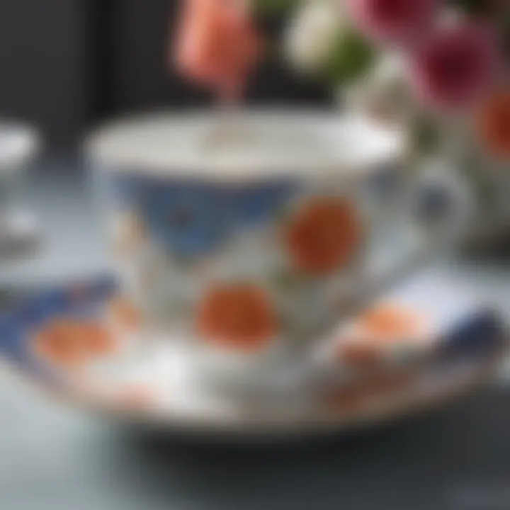 Elegant porcelain tea cup with intricate floral design