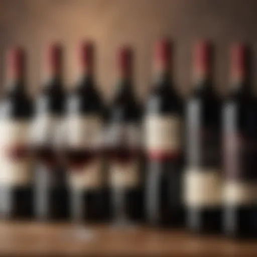 Assortment of premium red wines on display