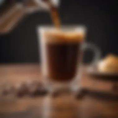 A close-up of a freshly brewed cup of coffee from a K-Cup, showcasing rich aroma.