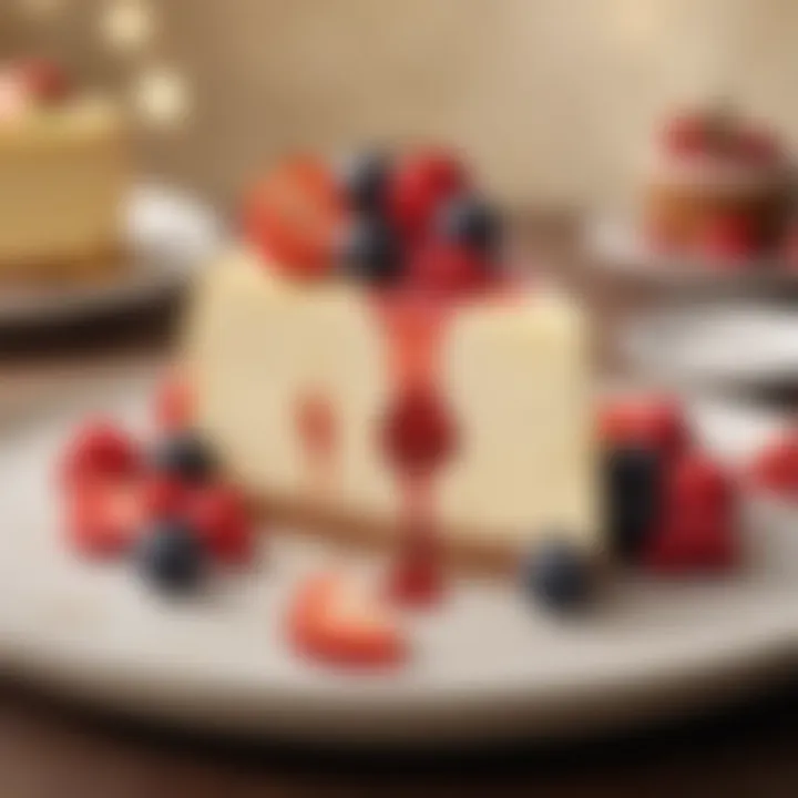 A delicious slice of cheesecake adorned with fresh berries