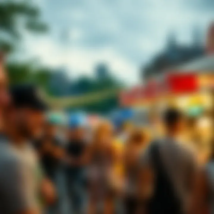 A bustling food truck event with enthusiastic customers