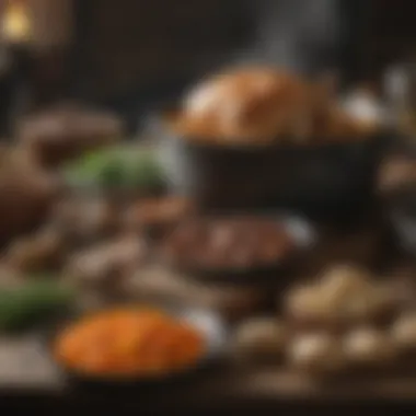 A collection of traditional Southern ingredients ready for a Dutch oven meal