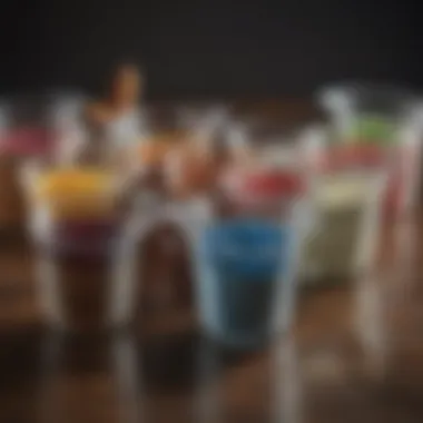 Diverse Designs of Wet Measuring Cups A collection of various wet measuring cups showcasing different designs and materials.