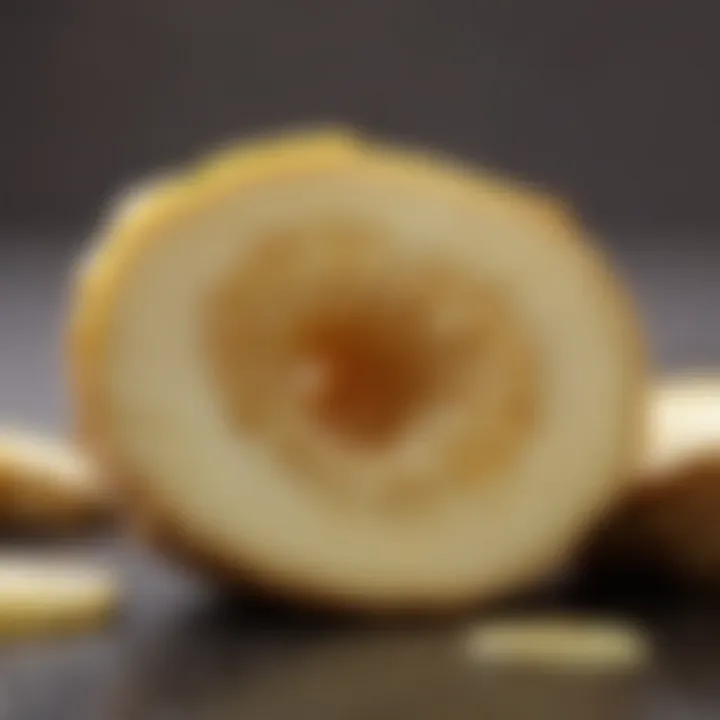 Sliced ginger highlighting its unique internal structure