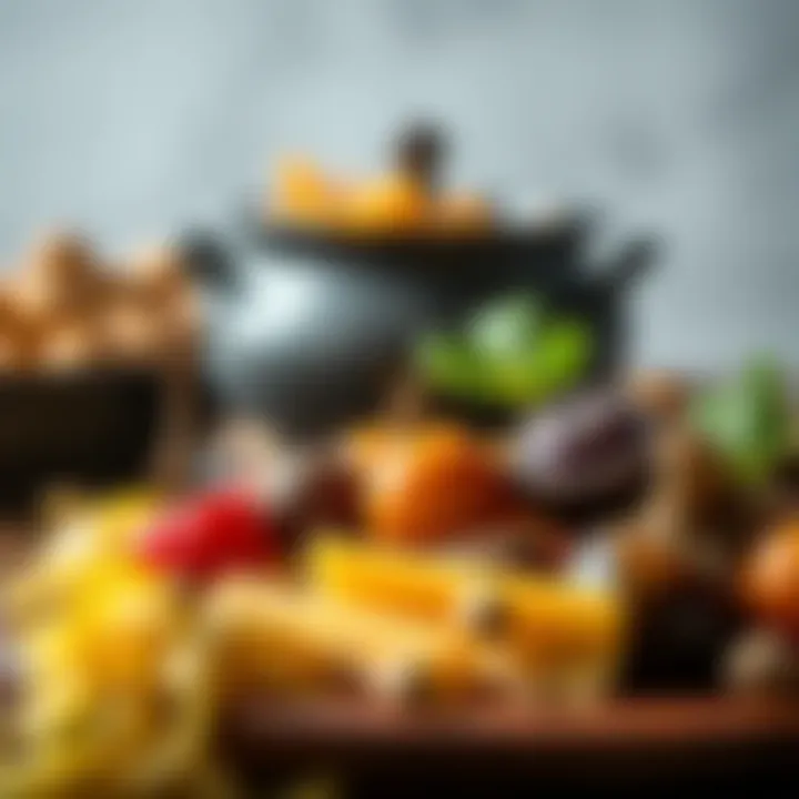 A close-up of traditional ingredients used in C and Y Chinese cuisines, highlighting their uniqueness