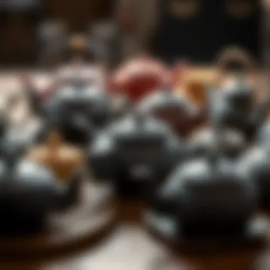 Variety of iron tea sets from different cultures, illustrating global diversity