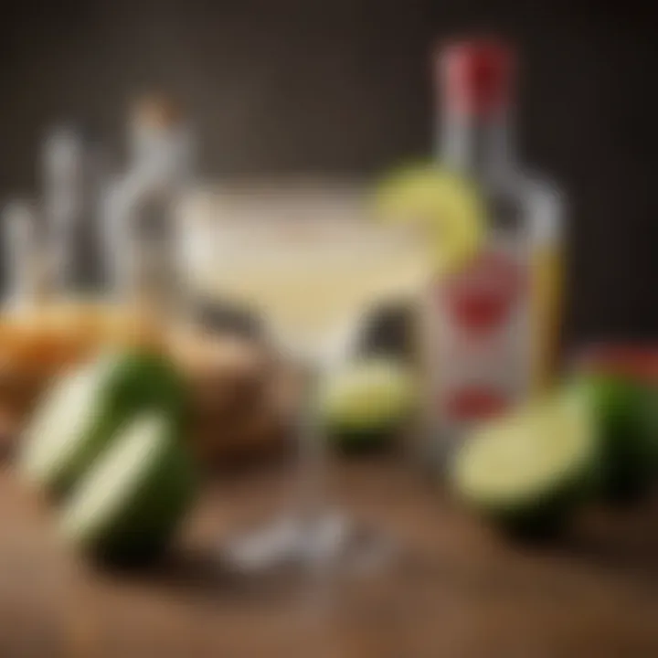 An array of ingredients used to create a margarita