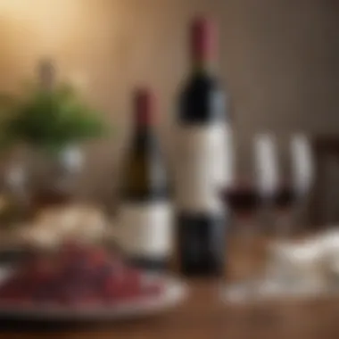 An elegant table set with wine bottles and glasses