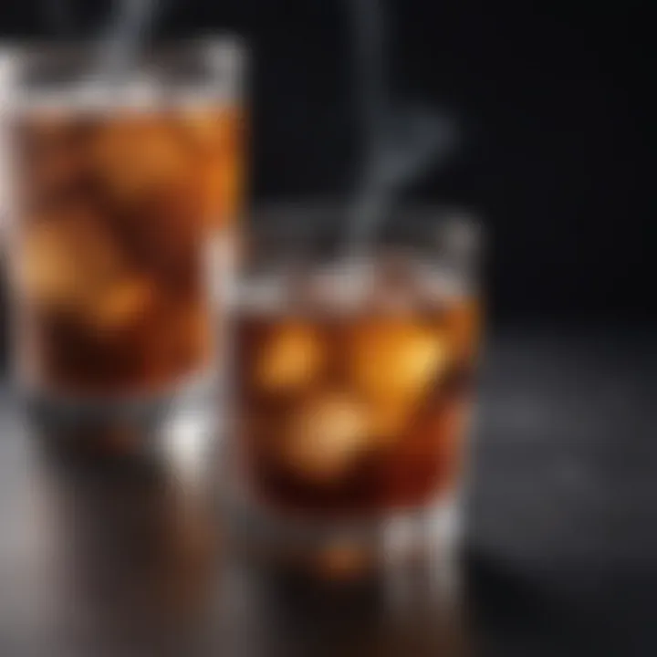 Crafted drink with a smoky aura, enhancing its visual appeal