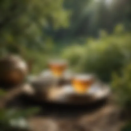 A serene tea garden illustrating the calming effects of tea.