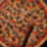 A close-up of a small pizza showcasing vibrant toppings