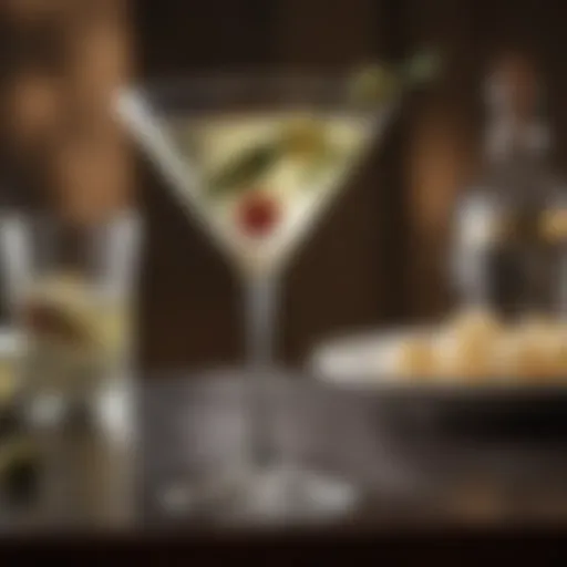 A classic martini garnished with an olive, showcasing its elegance