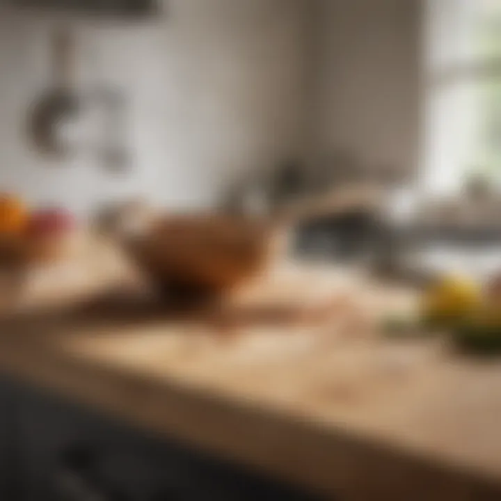 Flat edge wooden spoon used in a modern kitchen setting