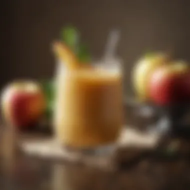 Garnished Apple Juice Smoothie A visually appealing glass of apple juice smoothie garnished with herbs