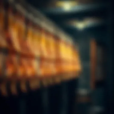 Traditional Curing Cellar for Spanish Ham Traditional Spanish ham curing cellar with hams hanging