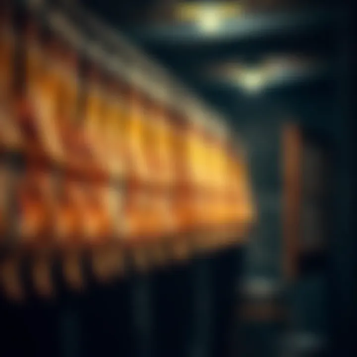 Traditional Curing Cellar for Spanish Ham Traditional Spanish ham curing cellar with hams hanging