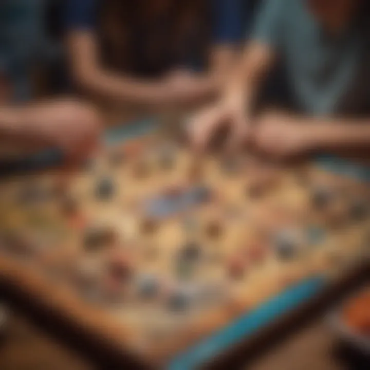 Teenagers engaged in a fun board game.