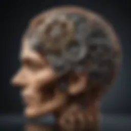 A brain with gears symbolizing cognitive processes in age perception.