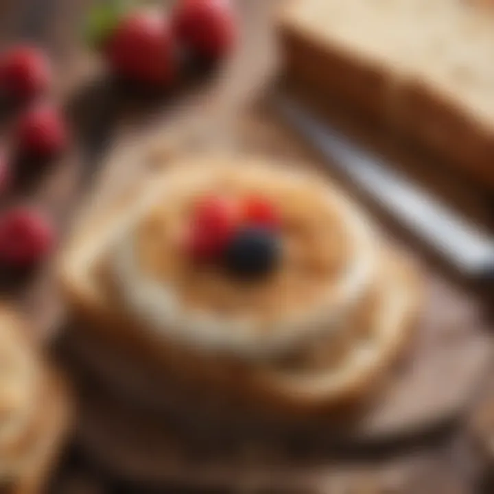 Spread of toasted coconut on a slice of artisanal bread topped with berries.