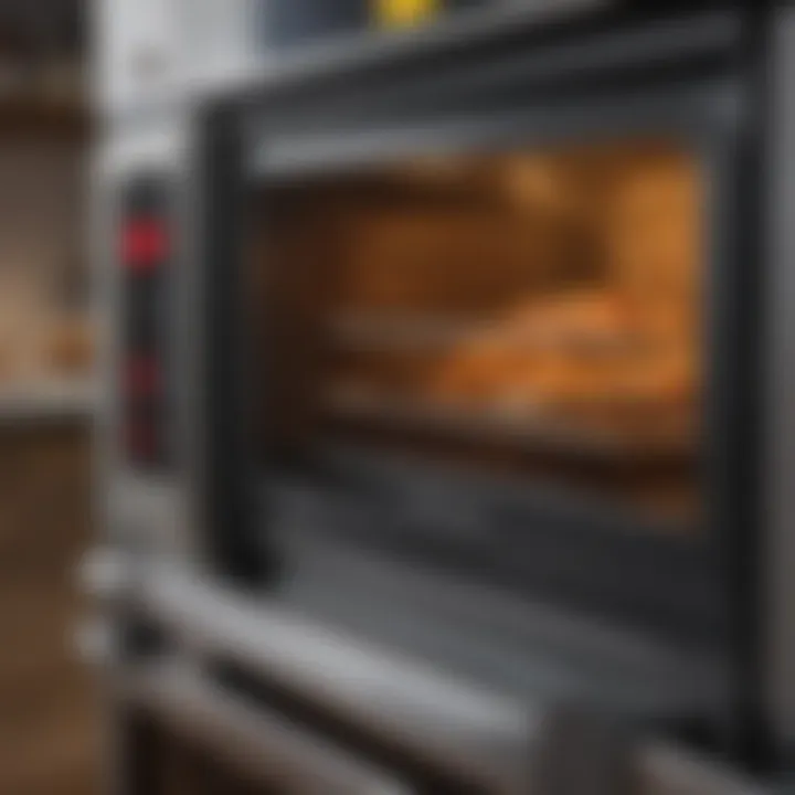 Highlighted features of a convection oven control panel