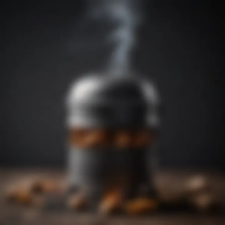 A traditional charcoal smoker with smoke billowing